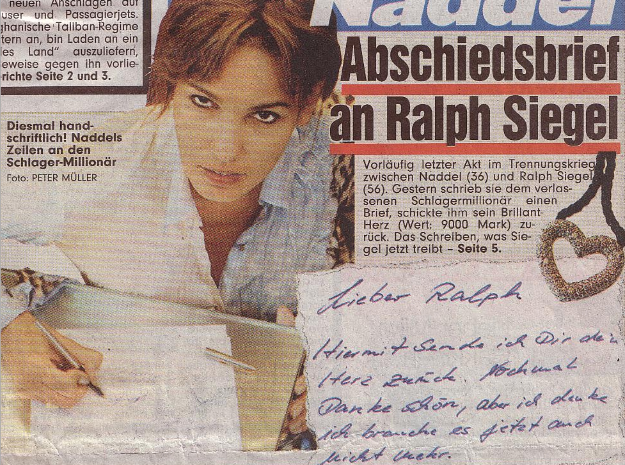 Ausschnitt aus der BILD vom 15. Oktober 2001