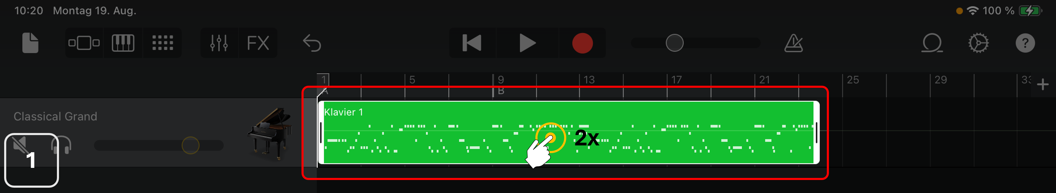 1) Kontextmenü für den Clip durch Doppelklick öffnen