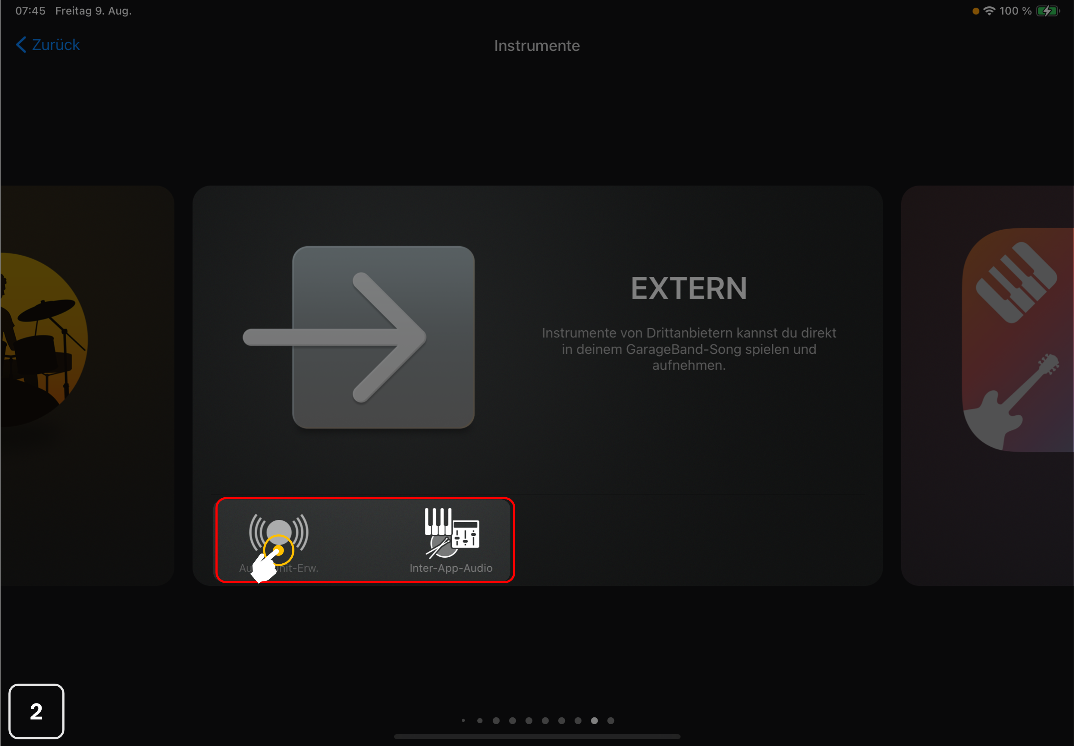 2) “Audio-Unit-Erweiterung” im Bereich “Extern” auswählen