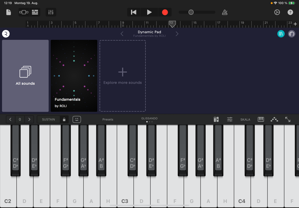 4) Die App öffnet sich als Instrument in GarageBand
